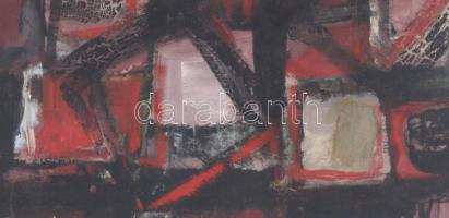 Hátoldalán Fehér jelzéssel: Fekete-vörös kompozíció, vegyes technika, papír, üvegezett fa keretben, ...
