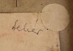 Hátoldalán Fehér jelzéssel: Fekete-vörös kompozíció, vegyes technika, papír, üvegezett fa keretben, ...