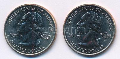 Amerikai Egyesült Államok 2006P 1/4$ "50 állam - Észak-Dakota" Cu-Ni + 2006D 1/4$ "50...