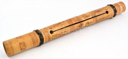 Afrikai húros hangszer. Sérült húrokkal.Nyomott mintákkal. Fa. 70 cm