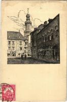 1928 Sopron, Városháza tér. művészlap s: Storno Pál (fl)