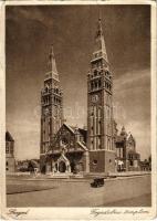 1930 Szeged, Fogadalmi templom, automobil + "MAGYAR HÉT 1930. okt. 18-26." So. Stpl. (EB)