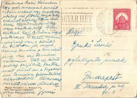 1930 Szeged, Fogadalmi templom, automobil + "MAGYAR HÉT 1930. okt. 18-26." So. Stpl. (EB)