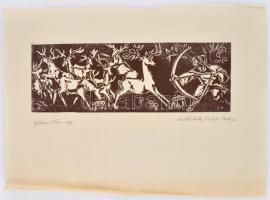 Göldner Tibor (1929-): Bartók Béla, Cantata-Profana. Linómetszet-papír, jelzett, lap szélén szakadás...