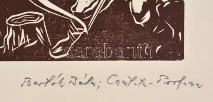 Göldner Tibor (1929-): Bartók Béla, Cantata-Profana. Linómetszet-papír, jelzett, lap szélén szakadás...