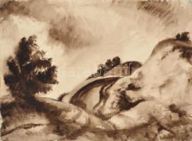 Ducsay Béla(1893-1967): Dombok. Akvarell, papír, jelzett, hagyatéki bélyegzővel, kartonra ragasztva, 29×39 cm