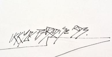 Parádi Katalin (1970-): Divatterv. Vegyes technika, papír, jelzett, 42×60 cm