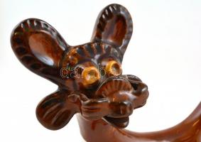 Kutyus, mázas kerámia figura, jelzés nélkül, kis kopásnyomokkal, 20×18 cm