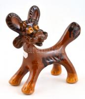 Kutyus, mázas kerámia figura, jelzés nélkül, kis kopásnyomokkal, 20×18 cm