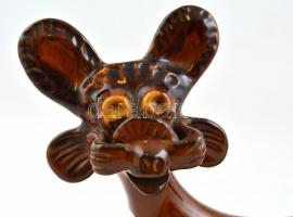 Kutyus, mázas kerámia figura, jelzés nélkül, kis kopásnyomokkal, 20×18 cm