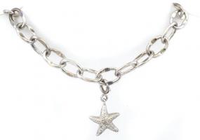 Ezüst(Ag) csillagos karkötő, jelzett, h: 18 cm, nettó: 13,3 g