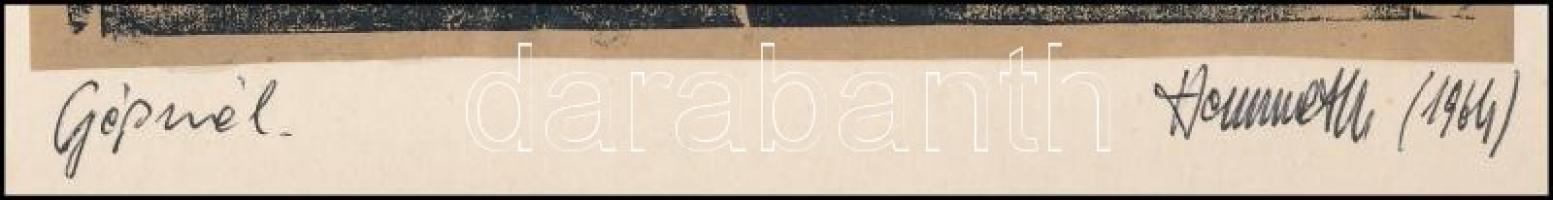 Herwerth József (1939-1987): Gépnél, fametszet, papír, jelzett és datált (Herwerth 1964), kartonra k...