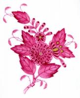 Herendi Apponyi mintás porcelán tálka, kézzel festett, jelzett, hibátlan, 9x13x1,5 cm