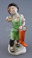 Herendi csizmadia inas, kézzel festett, jelzett, hibátlan, m: 13 cm
