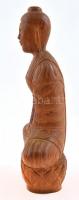 Ülő Buddha faragott keményfa szobor. 23 cm