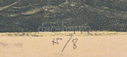 Tulipán László (1943-2007): Csata. Rézkarc, papír, számozott (15/8), jelzett, 20,5x31 cm