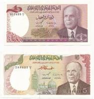 Tunézia, 1980. 1D + 5D T:II-,III Tunisia 1980. 1 Dinar + 5 Dinars C:VF,F Krause#74,75
