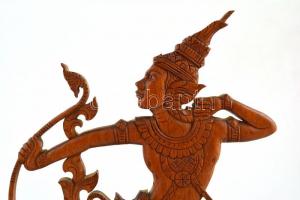 Indonéz táncos íjjal. Faragott. lakkozott fa, jelzés nélkül. 39 cm