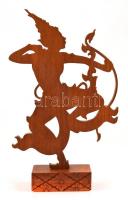 Indonéz táncos íjjal. Faragott. lakkozott fa, jelzés nélkül. 39 cm