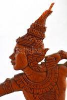 Indonéz táncos íjjal. Faragott. lakkozott fa, jelzés nélkül. 39 cm