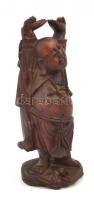 Nevető Buddha faragott keményfa szobor. 19 cm