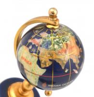 Ezüstözött alpakka halkés és kis réz, zománc földgömb 11 cm