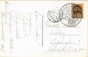 1940 Nagybánya, Baia Mare; Református templom, Marosán Gyula üzlete / Calvinist church, shops. photo...