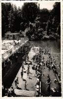 1941 Szováta-fürdő, Baile Sovata; strand, fürdőzők. Körtesi K. fényképész felvétele és kiadása / beach, bathers