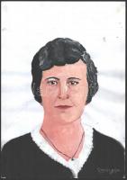 Vörös jelzéssel: Női arckép. Akvarell, papír, 42x29,5 cm