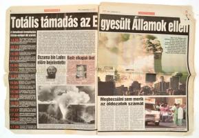 2001. szeptember 12. Blikk VIII. évfolyam 249. szám, címlapon a szeptember 11-diki terrortámadás