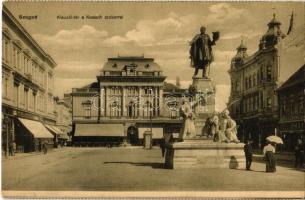 Szeged, Klauzál tér, Kossuth Lajos szobor, Hotel Európa szálloda, Pósz Alajos, Wagner, Grosz Henrik üzlete