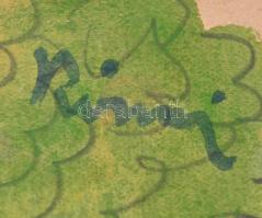 Rónai jelzéssel: Pihenő. Akvarell, ceruza,  papír, papírra kasírozva, 42,5x30,5 cm