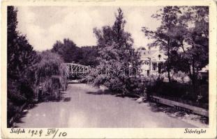 1929 Siófok, Sió részlet, híd, villa (EK)