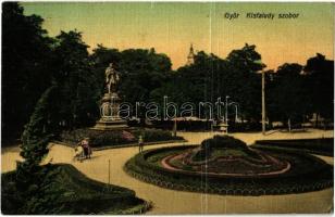 1909 Győr, Kisfaludy szobor, park. Berecz Viktor kiadása (fa)