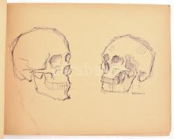 Hornyánszky jelzéssel: 5 db grafikai lap (Koponyák, mesebeli alakok és más tanulmányok). Ceruza, tol...