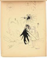 Hornyánszky jelzéssel: 5 db grafikai lap (Koponyák, mesebeli alakok és más tanulmányok). Ceruza, tol...