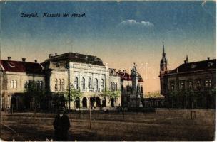 1925 Cegléd, Kossuth tér, Szentháromság szobor, Városháza. Nagy Elek kiadása (EK)