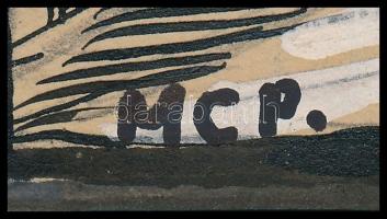 MCP jelzéssel: Templom. Tus, fedőfehér, papír, foltos paszpartuban, 28x19 cm