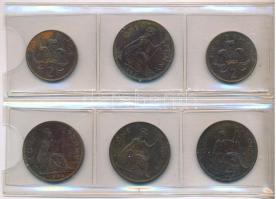 Vegyes 51db-os Brit, Ausztrál és Kanadai fémpénz tétel, kis alakú zöld berakóban T:vegyes
Mixed 51p...