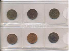 Vegyes 51db-os Brit, Ausztrál és Kanadai fémpénz tétel, kis alakú zöld berakóban T:vegyes
Mixed 51p...