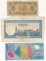 Románia 1944. 5000L + 1952. 1L + 1999. 2000L T:III-IV 
Romania 1944. 5000 Lei + 1952. 1 Lei + 1999....
