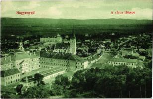 1906 Nagyenyed, Aiud; látkép, Református templom. Winkler János kiadása / general view, Calvinist church