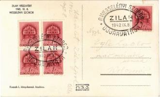 Zilah, Zalau; Wesselényi szobor. Kaszab L. kiadása / statue, monument + "1942 A Wesselényi szob...