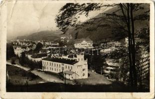 Trencsénteplic, Trencianske Teplice; látkép, fürdő, szálloda / Celkovy pohlad / general view, spa, bath, hotel (apró lyukak / pinholes)