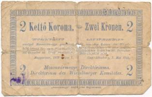 Magyaróvár / Mosonvármegye Direktóriuma 1919.05.07. 2K papír szükségpénz, hátoldalán bélyegzés, aláírás és sorszám T:IV