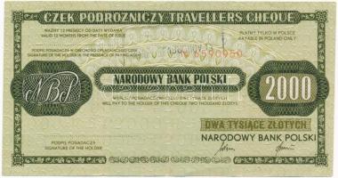 Lengyelország 1989. 2000Zl "Lengyel Nemzeti Bank" utazási csekk T:III szép papír  Poland 1989. 2000 Zlotych "Narodowy Bank Polski" travellers cheque C:F nice paper