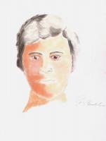 Pór jelzéssel: Női portré. Ceruza, pasztell, papír, 42x29,5 cm