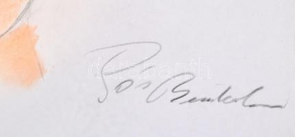 Pór jelzéssel: Női portré. Ceruza, pasztell, papír, 42x29,5 cm