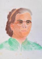 Pór jelzéssel: Női portré. Ceruza, pasztell, papír, 42x29,5 cm