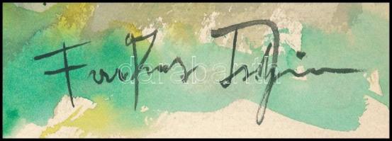 Farkas jelzéssel: Házak. Akvarell, papír, 29,5x39,5 cm